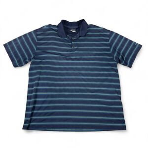Nike Golf Polo Shirt Men XL Navy Striped Performance
